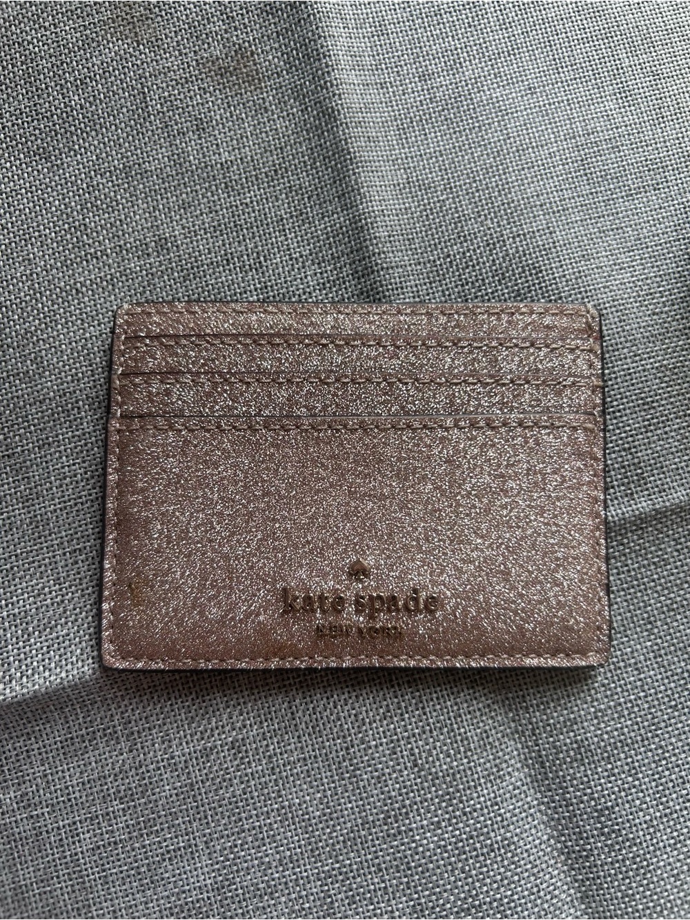 kate spade Metallic Rose Gold Glitter Card Holder